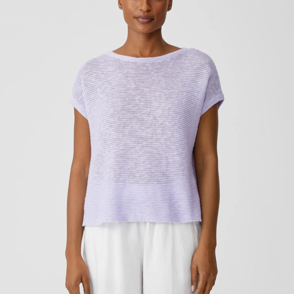 Eileen Fisher Organic Cotton Linen Slub Box-Top